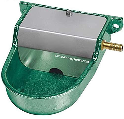 Bebedero de Aluminio para Perros. 12 x 16 x 6 cm. Permite fijarse a la Pared. Salida de depósito de Agua.