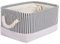 Mangata Foldable Storage Box, Thickened Fabric Storage Basket with Handles for Shelves Toy (S, Grey Stripe)