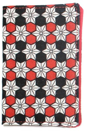 Porte-cartes en tissu (Etoiles japonaises rouge noir)