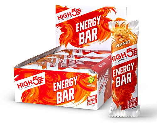 HIGH5 Energy Bars - High Carb Energy Bars for Running, Cycling & Hiking - Vegan Oat Bars with Real Fruits - Healthy Snacks for Adults - Snack Bars Multipack for Training & Racing (12x55g, Peanut)