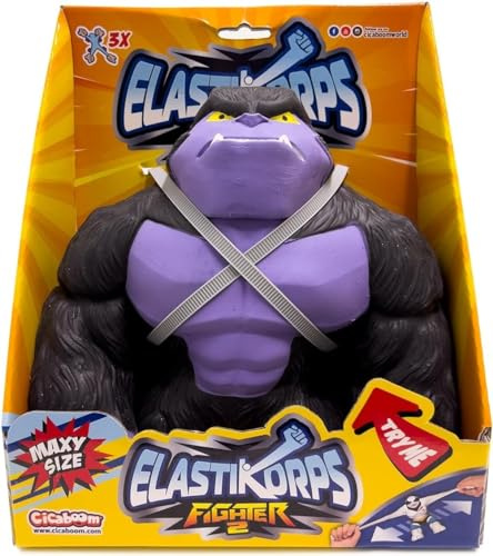 CICABOOM - Maxy Bongo - Gorilla giocattolo allungabile (23 cm x 2 Kg) - Elastikorps Fighter 2 - Idea regalo bambini (Colore Nero e Viola)