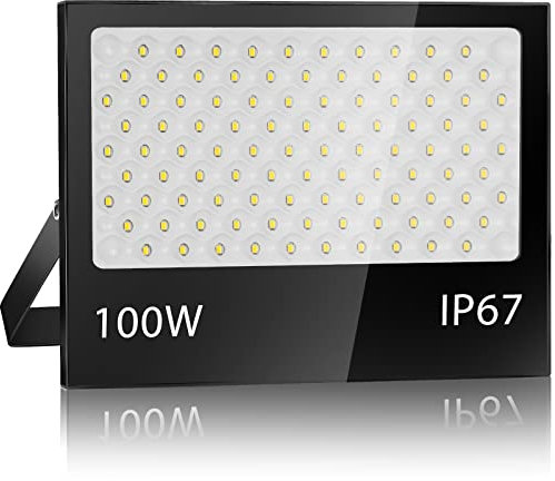 YZYFACAI Foco Led Exterior 100W, IP67 Impermeable Proyector LED Exterior, 7000 K Blanco Frío, 10000 lm, Superbrillante Foco LED, Patio, Garaje, Entrada, Fábrica