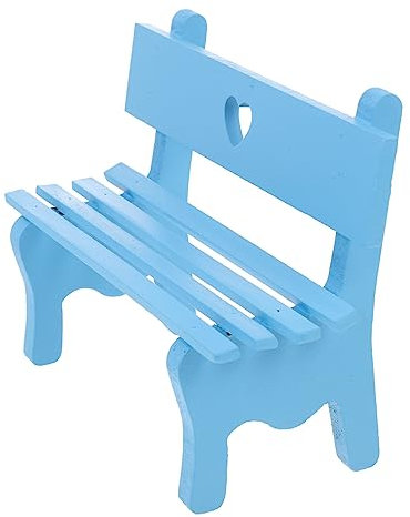 Anneome Mini Holzbank Dekoration mit Herzdesign Miniatur Gartenmöbel für Puppenhaus Dekoration Requisiten für Fotografie Kleines Holzstuhl Accessoire