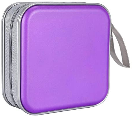 Cd Storage Cd Holder Cd Case Holder DVD Cases Cd Holder Cd Case Wallet DVD Binder DVD Organizer Storage Bag Album Hard Plastic 40 Capacity Portable Purple