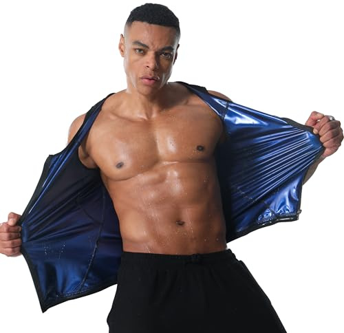 Donason Bastuväst för Män Fitness Bantning Kroppsformare Värmefångande Dragkedja Svettdräkt, Träning för Män Midjetränare Kompression Gym Tank Top för Viktminskning Herr Bastu väst