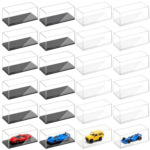 INTERWARM 36 vitrine Transparente pour Voitures Miniatures Coffret de Rangement pour Voiture Miniature à L'Échelle 1:64 Boîtes D'Exposition pour 10.55x4.7x4.3cm avec Base Noire et Blanche