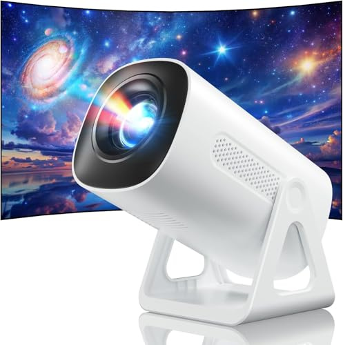 4K-projektorstativ, inbyggd miniprojektor, bärbar projektor, appar med WiFi och Bluetooth, 270° rotation, hemmabio, stjärnprojektor, för telefon/PS5/HDMI/TV-stick/USB