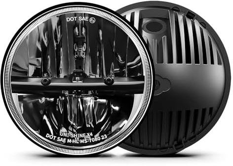 UNI-SHINE 2PCS 7-Inch LED Headlights - DOT Approved, Hi/Lo Beam, Compatible with Jeep Wrangler, Chevy, and Miata - Plug and Play