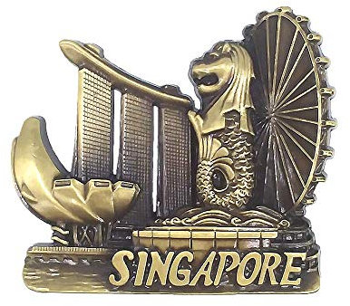 Singapore - Magnete da frigorifero 3D in metallo, collezione regalo, decorazione per la casa e la cucina, magnete per frigorifero Singapore