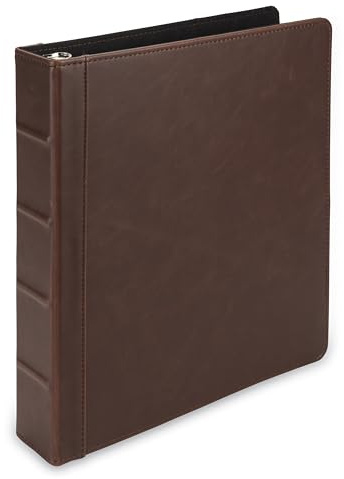 Samsill Vintage Hardback Book Binder / 1.5 Inch 3 Ring Binder Organizer / Planner / Dark Brown (No Zipper, Letter Size)