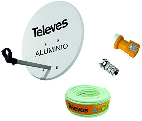 Kit antenne parabolique pour Astra TELEVES 63 cm aluminium + rouleau de câble 20 m + connecteurs et LNB