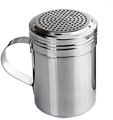 Spargitore per farina in acciaio inox, con manico, per barbecue in polvere con sale, rimovibile, per cioccolato, zucchero a velo, zucchero, sale, cacao, farina, caffè, acciaio, 1 pezzo., L