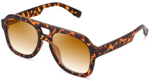 FEISEDY Retro 70er Jahre Brille Damen Herren Vintage Trendy Sonnenbrille mit Doppelbrücke und UV400-Schutz B2846