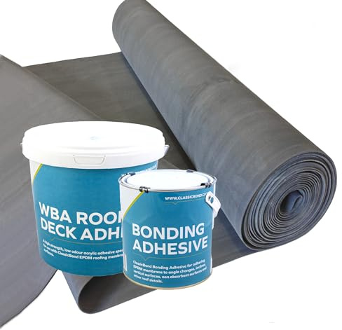 Rubber Roofing Kit for Flat Roofs - includes 1.2mm EPDM Membrane and Adhesives (3m x 3m)