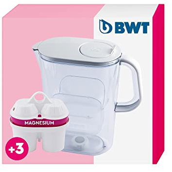 BWT Filtro acqua AQUAlizer 2,6L + 3 cartucce filtranti al magnesio | Filtro acqua potabile | Per alimenti e bevande | Filtra calcare, cloro, piombo e rame