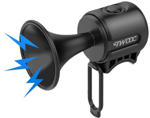 LESOVI Electric Bike Horn, 120dB Electronic Bicycle Bell with 300mAh Battery Operated/IPX4 Waterproof, Loud Bike Bell for Adults/Kids (Black, EH-2)