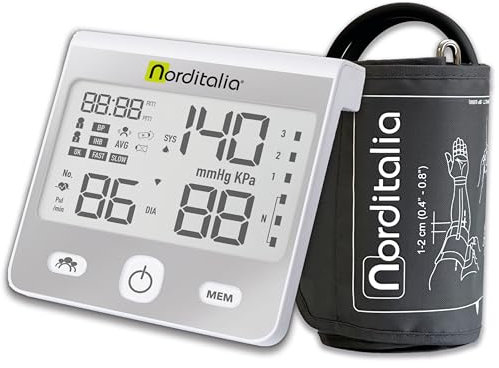 NORDITALIA, DBP-6175, Misuratore di Pressione da Braccio con Tecnologia Inflation - Sfigmomanometro per pressione arteriosa completamente automatico - Batterie Incluse