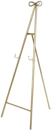 Deco 79 Metal Tall Adjustable Display Stand Easel with Bow Top, 20 x 27 x 53, Gold