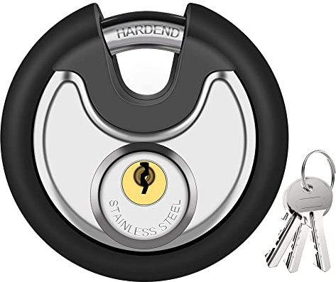 Puroma Keyed Padlock, Stainless Steel Locker Lock Heavy Duty Locks with 3 Keys, Waterproof Gate Storage Unit Lock with Rubber Bumper for Warehouse, Gym Storage Locker, and Outdoors (1 Pack)
