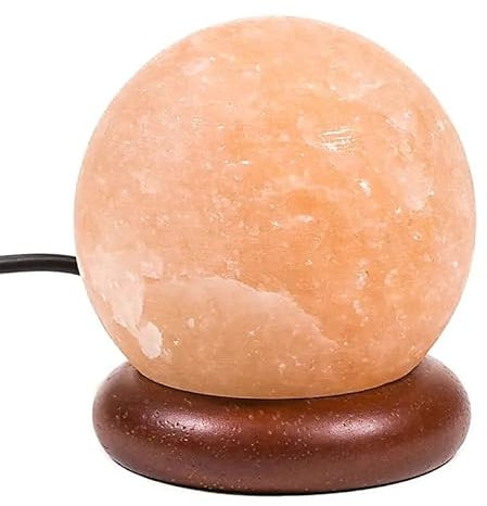 Generico Mini Lampada Cristalli di Sale Sfera Arancio cm 9 USB Luci LED Arancioni