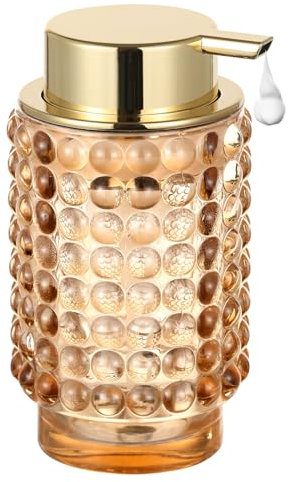 LEICURACE Dispenser di sapone per le mani in schiuma in vetro, dispenser di sapone per la decorazione del bagno, dispenser di sapone con pompa (tipo schiuma/ambra)