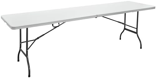 METRO Professional Tavolo Pieghevole per Banchetti Pamua, Acciaio, Piano in HDPE, 244 x 75 cm, Bianco