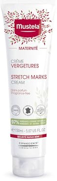 Mustela Dehnungsstreifen Creme,Dehnungsstreifen Prävention,mit Avocado und Shea,parfümfrei,Körper,alle Frauen, Schwangerschaft und Stillzeit sicher - spendet Feuchtigkeit und beruhigt die Haut (150ml)