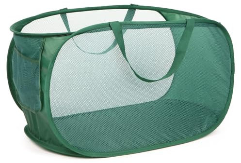 Strehknewen Cesto per Biancheria Pieghevole Pop-Up – Cesto 70L con Manici e Tasca Laterale – Portabiancheria per Lavanderia, Camera da Letto e Viaggio 58 x 36 x 36 cm