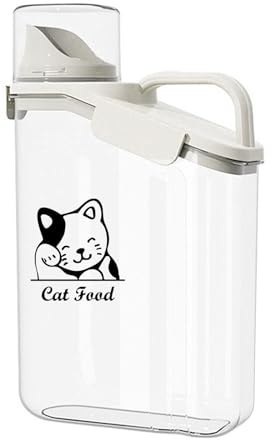 Katzenfutter Aufbewahrung 2.8L Trockenfutter Aufbewahrung Container mit Tragbarer Griff und Messbecher Tierfutter Vorratsdose Luftdichte Hundefutter-Box BPA-freier Kunststoff,Transparent,Travel
