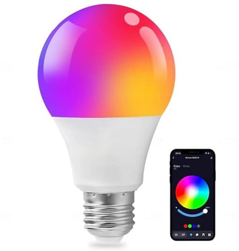DOMIRA Smart WiFi LED Bulb RGB + Adjustable White, 10W, 780LM, Works with Alexa & Google, App-Controlled, E27 Base, Energy Efficient, 16M Colors, Voice Control, Long Lifespan
