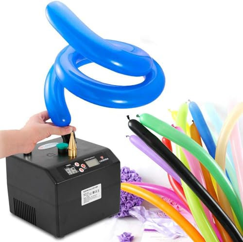 Elektrisk ballongpump – tyst uppblåsare med digital timer och räknare för vridning modelleringsballonger, idealisk för dekorationer och gåvor, ultralåg brus, batteridriven