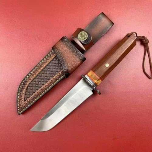 Genérico TEERMA P1N Cuchillo de supervivencia Cuchillo de caza de hoja fija enfundada Cuchillo de acero de una pieza para exteriores Ideal para acampadas y actividades al aire libre