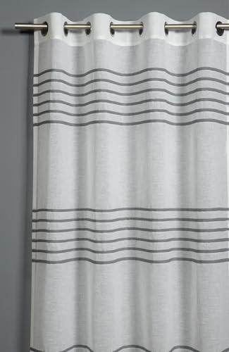 Sehlbach Tenda pronta per l'uso con occhielli, Righe 3D, Grigio, 140 x 245 cm, Certificato Oeko-Tex, Opaca, Traslucida, Facile da applicare, Nastro accorciante incluso