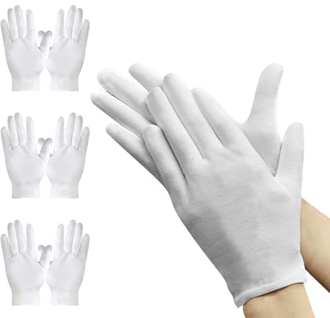 YAOYYG 3 Paires Gants Hydratants en Coton Blanc pour la Nuit et le Coucher, Gants de Tissu en Coton, Gant Hydratants Eczema, Gants Protection l'eczéma pour Peau Sèche et Sensible