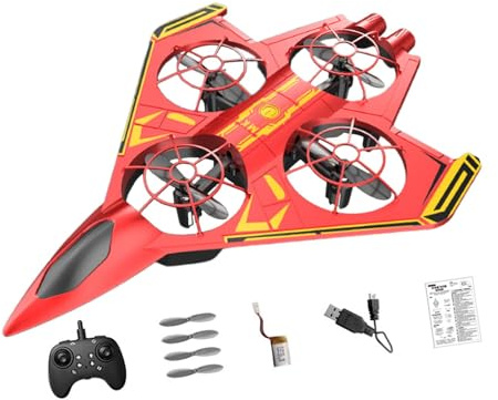 harayaa Avion Radiocommandé, Rotation à 360°, avec Lumières, pour Enfants et Adultes, 4-8 Ans, 8-12 Ans, 12-16 Ans, Débutants, Rouge Jaune 1 Batterie