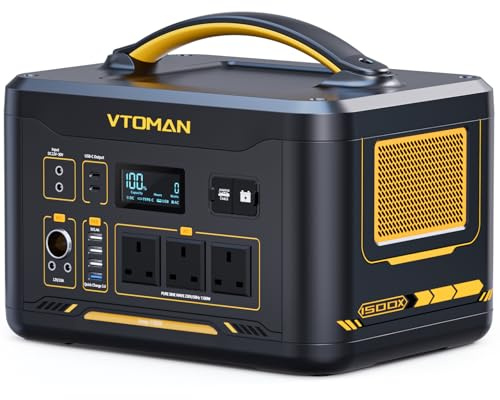 VTOMAN 1500W Portable Power Station - 828Wh LiFePO4 Battery Solar Generator with Dual 100W PD Type-C & Regulated DC, Capacity Expandable to 2376Wh for Camping, Travel, Off-grid Life, Backup
