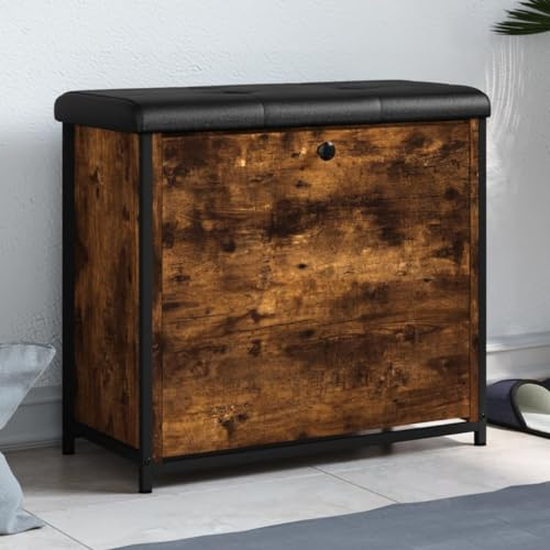 Plumbpyr Panca per scarpe con patta, in legno e metallo, 62 x 32 x 56 cm, con cuscino imbottito, resistente panchina per ingresso e spogliatoio
