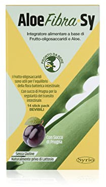 Syrio Integratori Alimentari, Aloe Fibra Sy, Integratore per il Benessere Intestinale, con 5g di fibra liquida FOS e Aloe Vera, Con Succo di Prugna, Pronto da bere, 14 stickpack
