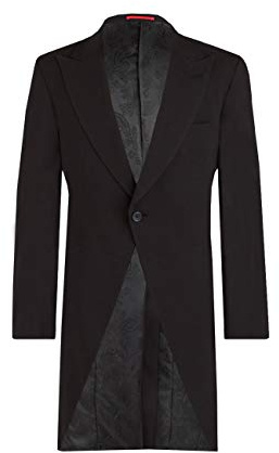 Dobell Mens Black Morning Suit Tailcoat Regular Fit Peak Lapel Classic Wedding Jacket