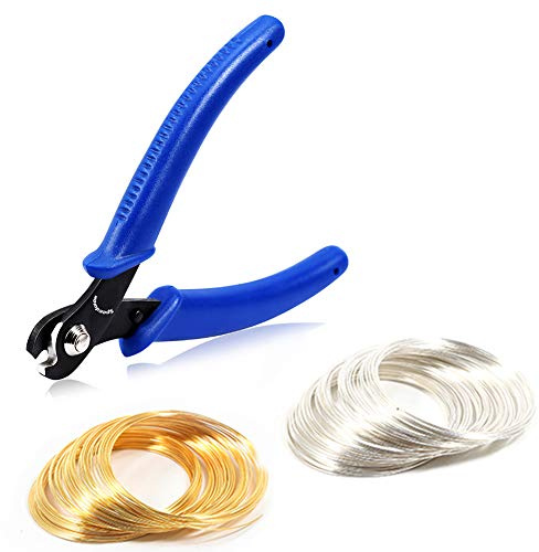 SPEEDWOX 200 Loops Memory Wire for Bracelet & Jewelry Making - 5-Inch Pliers Set with Gold/Silver Loop - DIY Arts & Crafts Hobby Supplies