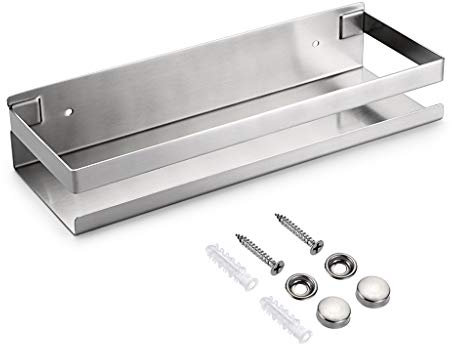 SUMNACON Badregal Eckregal Edelstahl Badregal für Badzubehör, Wandregal für Küche, Bad, Wohnzimmer, Hotel (30cm, Silber)