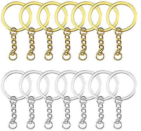 Yapithome 60 Pezzi Anelli per Portachiavi 25MM Portachiavi Anello con Catena Cerchi Key Chains per organizzare Chiavi, Chiavi Garage, Appeso Fai da Te Vari Piccoli Accessori per Gioielli