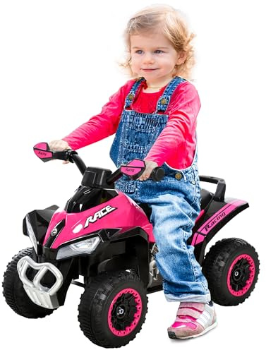HOMCOM Porteur Enfants sans Moteur Quad 18-36 Mois dim. 67L x 38l x 44H cm Effets Lumineux et sonores Rose Noir Pas ÉLECTRIQUE