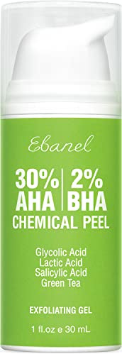 Ebanel Chemical Peel for Face, AHA BHA Exfoliator, Glycolic Acid Peel, Salicylic & Lactic Acid Face Peeling Gel, Infused with Green Tea & Chamomile for Acne Scars, Dark Spots, Wrinkles, Fine Lines