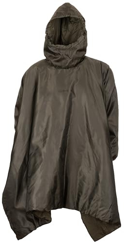 Snugpak Insulated Poncho Liner WGTE - Lightweight, Waterproof with Adjustable Hood - Polyester Camping Poncho Liner with Micro Diamond Fabric - Olive