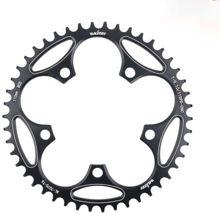 KTKEET 110/130 BCD Plateau 36/38/40/42/44/46/48/50/52/54/56/58/60T 5 vis plateau rond étroit large pour vélo de route et vélo pliant 9/10/11 vitesses (110BCD 46T)