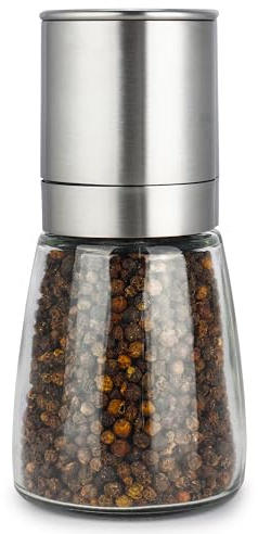 Gulex® Pepper Grinder Pepper Mill, Salt Grinder Refillable,(Single Package) Adjustable Coarseness Black Pepper Grinder, Stainless Steel Sea Salt Shaker with Ceramic Rotor (1 pack) (1 Pack Model 2)
