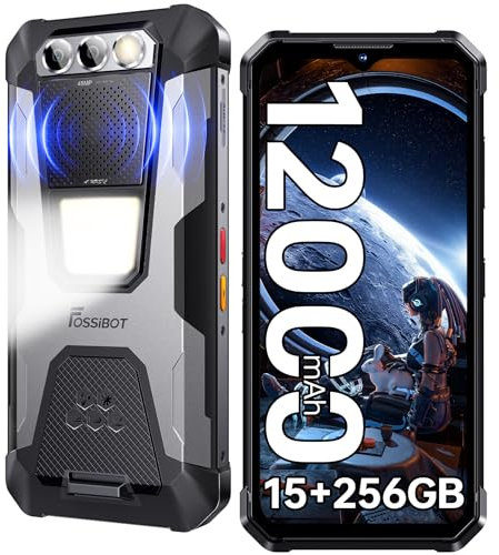 FOSSiBOT F106 Pro Outdoor Handy Ohne Vertrag mit 110dB Stereo Lautsprecher, 15GB RAM+256GB ROM handys, 12000mAh(30W) Android14 Outdoor Smartphone, 6,58 FHD+, 48MP+20MP, IP68/69K/NFC/4G Dual SIM/GPS