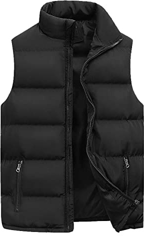Chaleco de trabajo para hombre, chaleco de plumas forrado, sin capucha, chaleco deportivo ligero al aire libre, sin mangas, chaleco deportivo cálido, cuello alto, chaleco acolchado para correr,