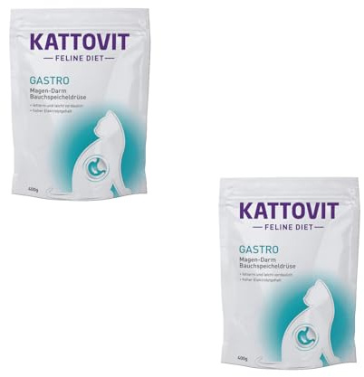 Kattovit Gastro | Pack Double | 2 x 400 g | Alimentation diététique complète pour Chats Adultes | Peut contribuer à compenser Une digestion insuffisante | Faible en matières grasses